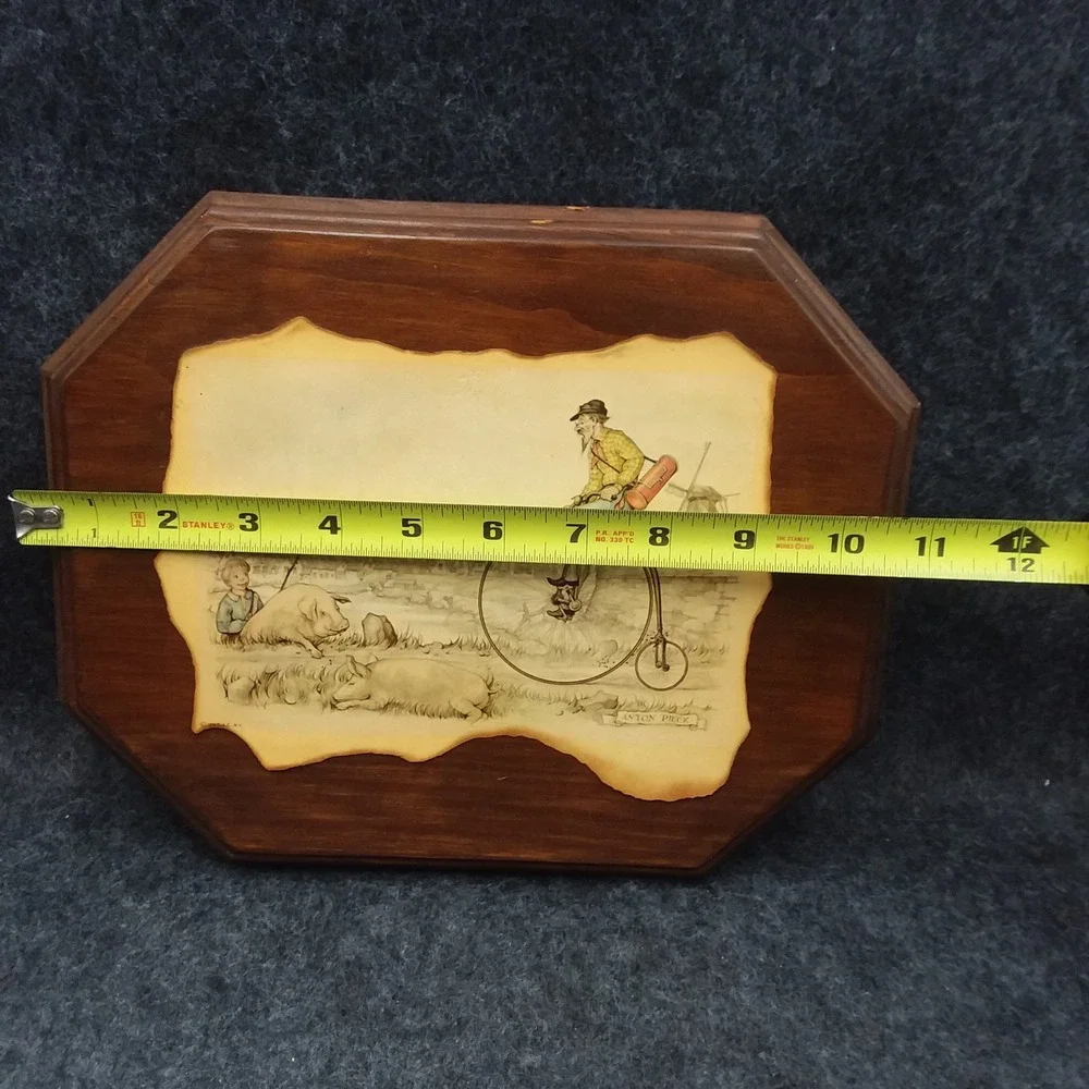 Set of 2 Vintage Anton Pieck Wall Plaque Decor Art‎ Wood Framed Old Country 10x9